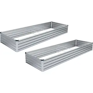 2 count 8x4x1FT Galvanized Raised Garden Bed-Outdoor Planter Box for Vegetables-Metal Garden Bed,Rectangle Planting Box for ,Flower