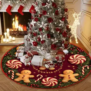 Warm Winter Fun Print Tree Skirt, Floor Protector Mat, Lightweight Durable Holiday Decoration, Easy Clean Indoor Use, Perfect for Christmas