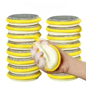 5/10 PCS Round Double Sided Dishwashing Sponges, Durable Kitchen Cleaning Pads for Pots, Countertops & Stovetops, Multi-Purpose Household Kitchen Supplies
