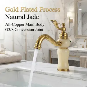 Vintage Brass Faucet, Single Handle Cold Hot Control, Bathroom Sink Tap, G1/2 Interface, 2pcs 50cm Soft Hoses, G3/8 Adapter