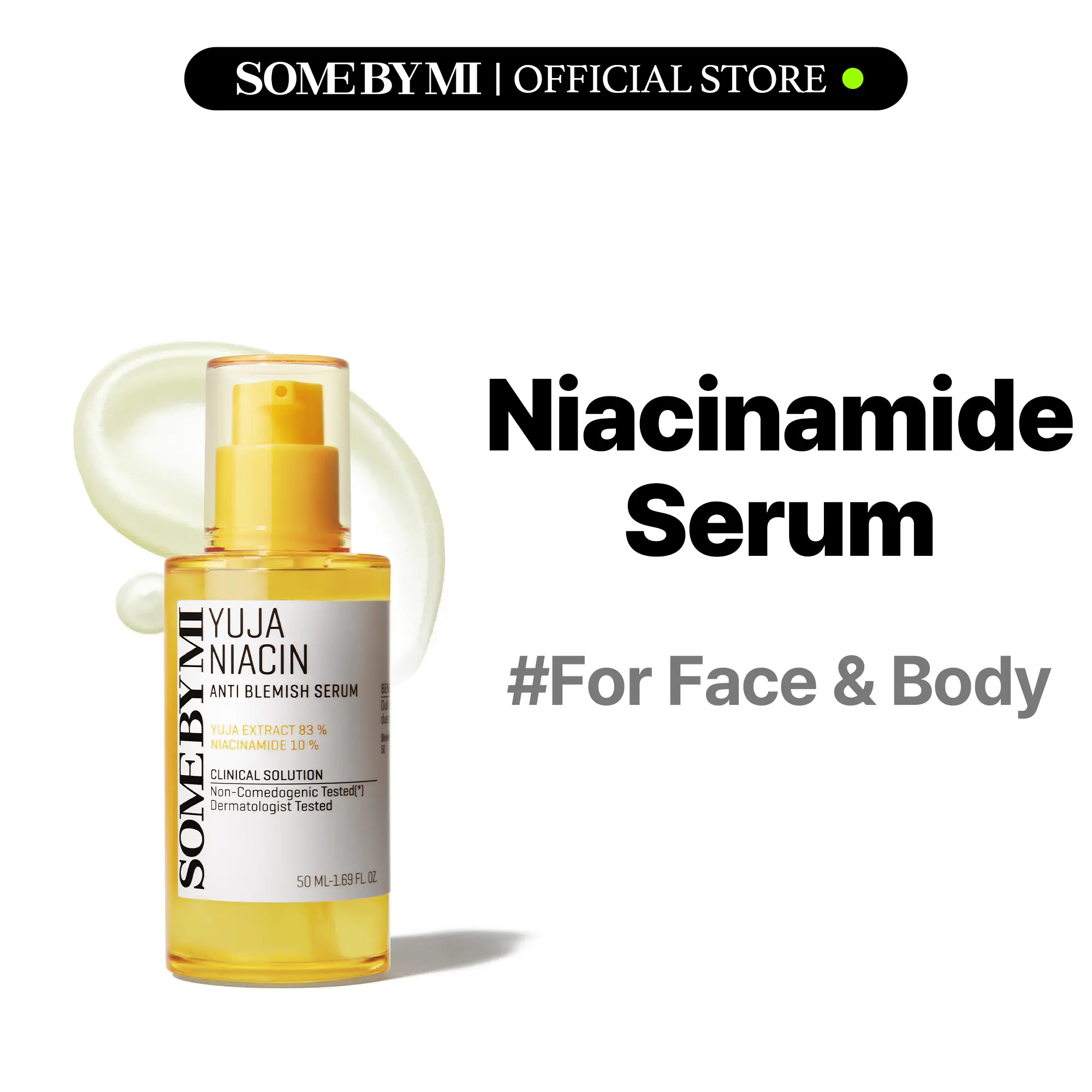 [SOME BY MI] Yuja Niacin Anti-Blemish Serum for Face & Body – Niacinamide, Turmeric, Vitamin C, Face & Elbow Brightening – Korean Skin Care