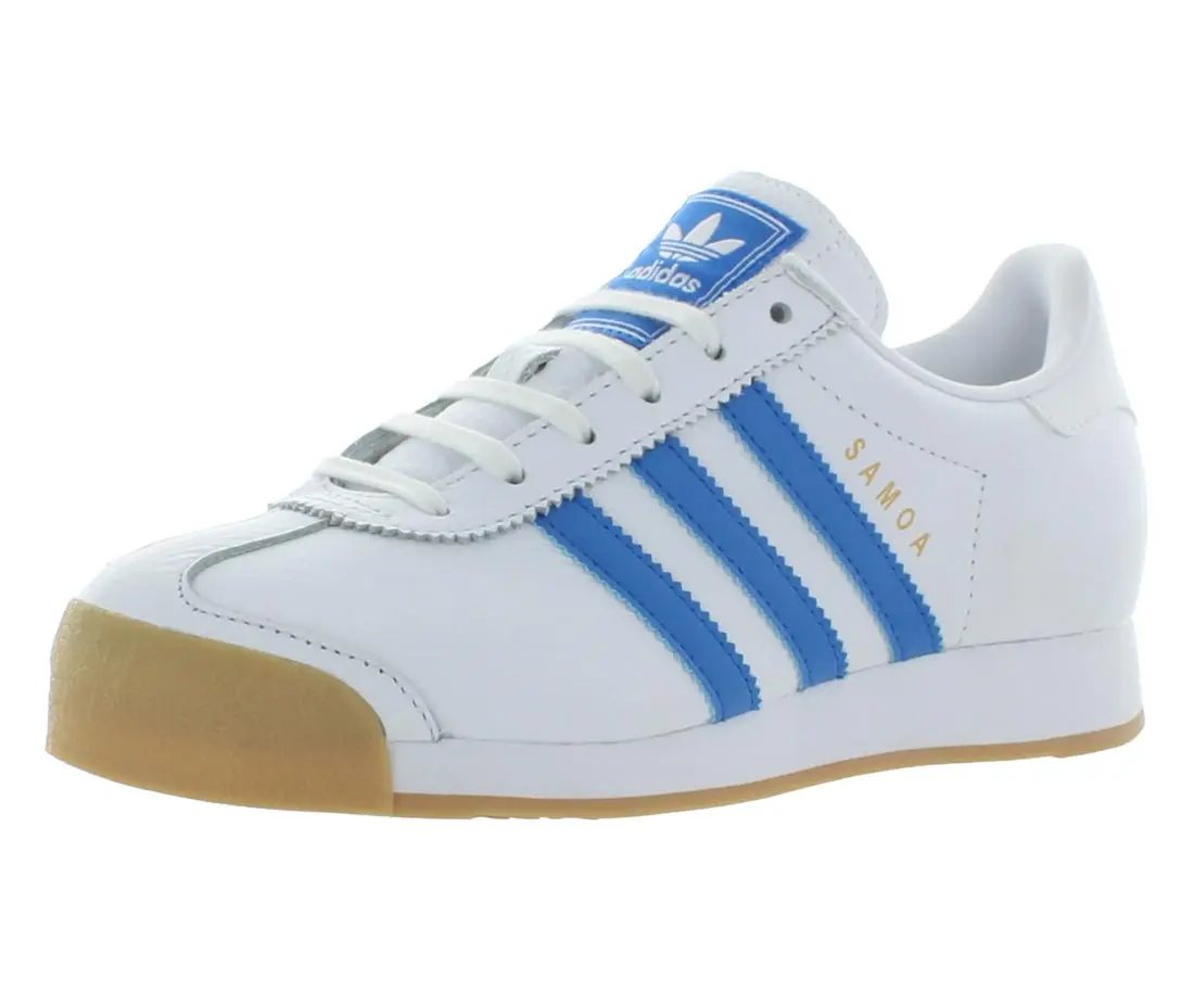 Adidas Samoa GS Boys' Casual Low-Top Leather Sneakers, Classic Signature Stripes, Secure Lacing System