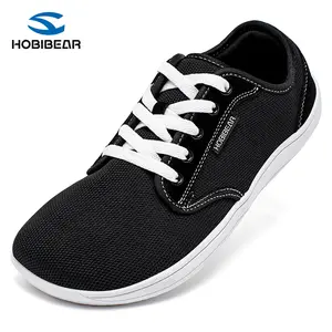HOBIBEAR Barefoot Minimalist Shoes Womens Mens | Zero Drop | Wide Width Fashion Sneaker Runner Black Casual Footwear Trainer Running Closed Athletic