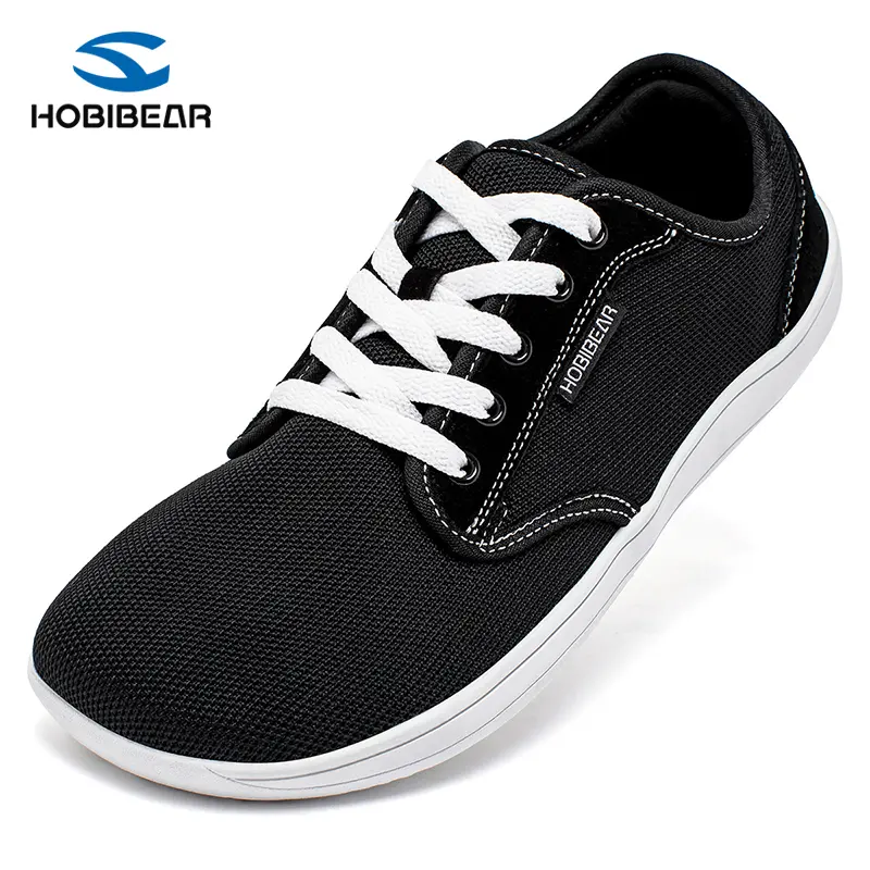 HOBIBEAR Barefoot Minimalist Shoes Womens Mens | Zero Drop | Wide Width Fashion Sneaker Runner Black Casual Footwear Trainer Running Closed Athletic