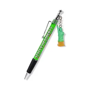 New York Dangle Charm "Statue of Liberty" Click-Action Green Ballpoint Pen | New York City Souvenir | NYC Souvenir Travel Gift