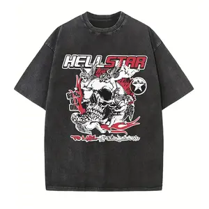 Hellstar Studios "Hell of a Star" Washed Oversized Tee - Retro Pinup Streetwear