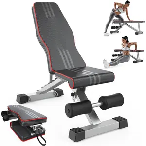 US Seller01  Adjustable Weight Bench for Full Body Workout; Foldable Bench Press Bench of Home Gym Strength Training; Incline Decline Flat Utility Workout Bench with Quick Folding& Fast Adjustment (Black)