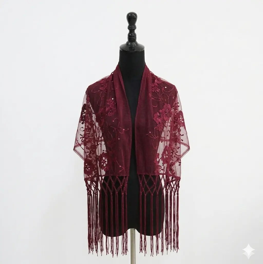 Sequin Chiffon Mesh See-Through Shawl Scarf Cover-Up Wrap Sequin Chiffon Mesh See-Through Shawl Scarf Cover-Up Wrap