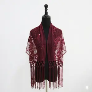 Sequin Chiffon Mesh See-Through Shawl Scarf Cover-Up Wrap