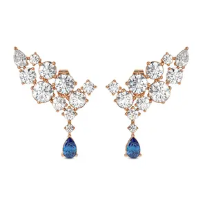 Lab Diamond Soiree Cocktail Earrings 18Kt Rose Gold 7Ct Ocean Drop Earrings F-G Color, VS Diamond, IGI Certified - Friendly Diamonds