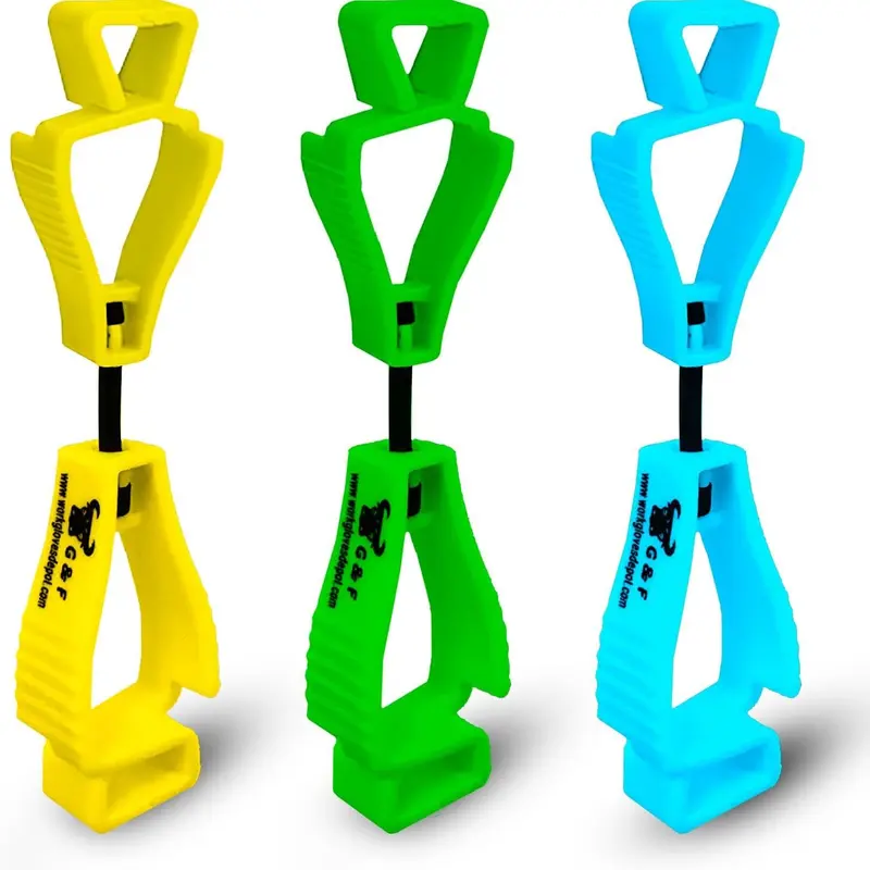 Work Glove Clips - Heavy-Duty Job Glove Holders, 360° Rotating, Spring-Loaded, Z-Shaped Grip, Durable POM Built to Last, Outdoor Use, Clips to Tool Belts/Safety Gear, Assortment Pack Options (3-Pc Pack Available)