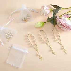 30Pack Baptism Rosary Acrylic Rosary Beads Ivory Color Mini Finger Rosaries Gold Plated Faux Pearls for Baptism Christening Communion Weddings Party Favors - Home Improvement.