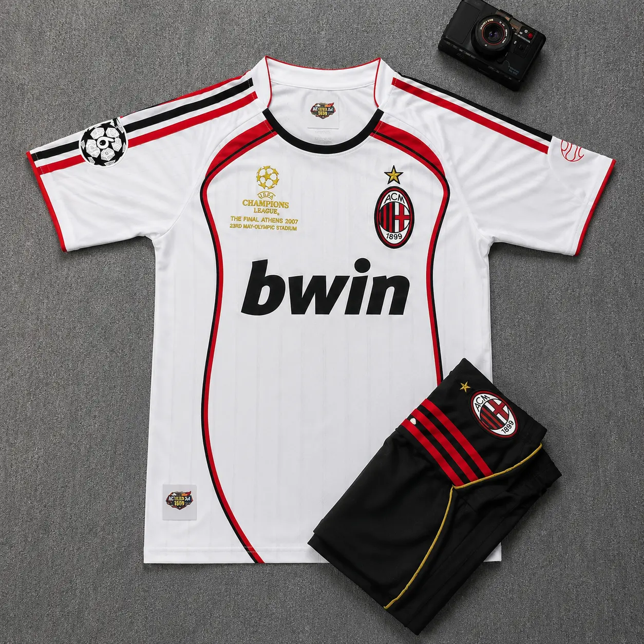 Classic 2007 AC Milan White Match-Style Soccer Jersey, Lightweight Thai Fabric Sports Collectible Kit