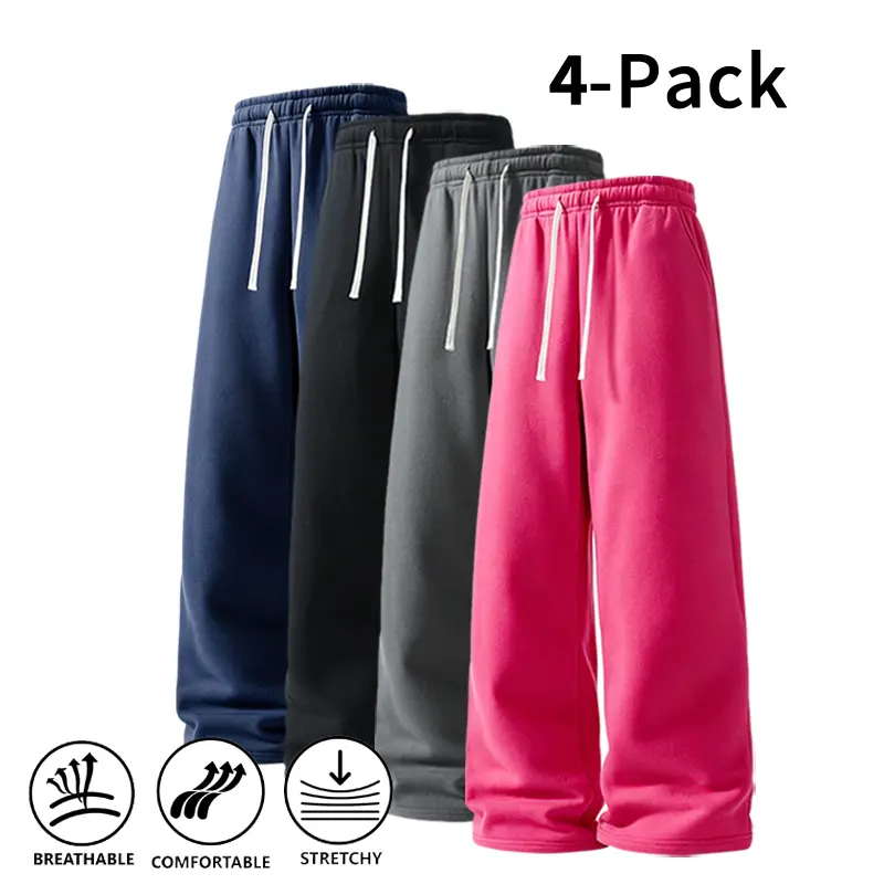 4-Pack Autumn & Winter Styles Cloud-Soft Wide-Leg Pants | Breathable stretch sweatpants for workouts, outdoor activities, and everyday wear trouser casual versatile