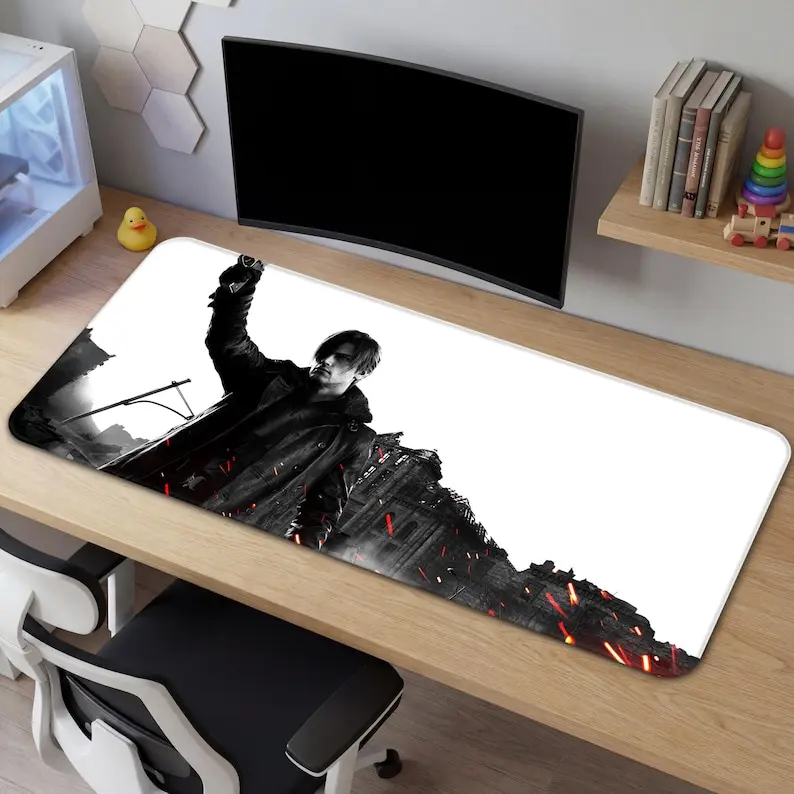 Resident Evil Leon S. Kennedy Desk Mat, Horror Gaming Setup Decor ...