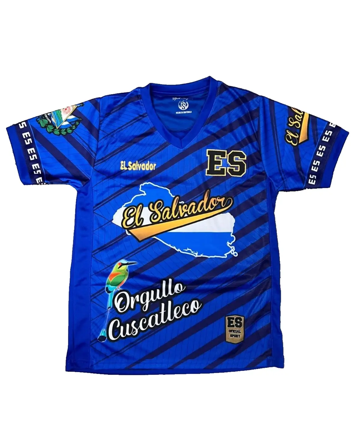 El Salvador Soccer Jersey  Orgullo Cuscatleco 3D Blue Striped Football Tee | Salvadoran Heritage Graphic Streetwear