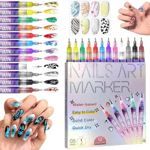 12-Color Nail Art Pen Set - Quick-Dry Acrylic & 3D Dot Embroidery Dual Effects, DIY Salon-Level Nail Designs in 5 Mins | Viral Nail Art Kit for Beginners & Pros, Easy Gel-Like Finish, Perfect for Holiday Gifts