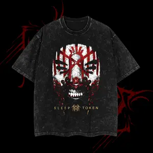 Sleep Token Retro Acid Washed Tee Heavy Metal Shirt, Unisex Oversize Rock Band Washed Heavyweight Cotton T-shirt, Gift For Rock Music Lovers , Gothic Punk Emo Grunge Y2K Outfits
