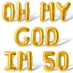 Letter Balloons - OH MY GOD IM 50 16" Inch Alphabet Letters Foil Mylar Balloon 50th Birthday Party Banner
