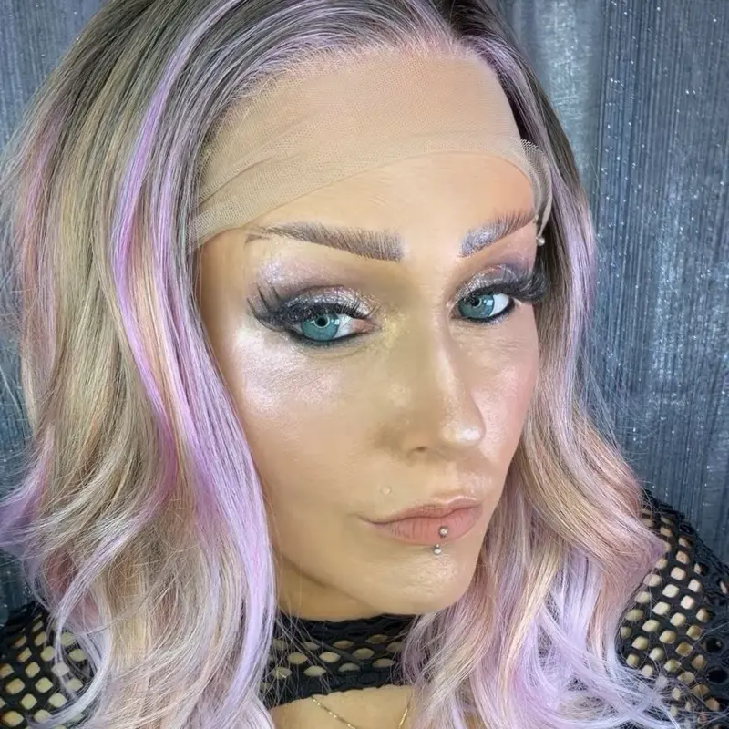 Unveiled- Chloris | 13x4 synthetic lace front Blonde  Lace Front Wig with Pink Pastel Ombré Highlights |