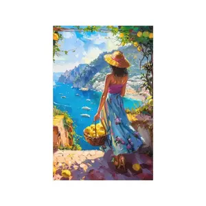 Summer in Amalfi, women in Italy with lemons, positano, Capri, Horizontal Matte Poster