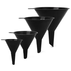 4 count Funnel Nesting Set in  Plastic for Kitchen Cooking,  Oil, , or Lab Use (Black)