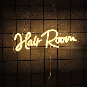 Hair Room Neon Sign For Spa Beauty Room Nail Brows Lashed Salon Studio LED Wall Art Decor For Business Stores Logo Barber Shops Led Word Indoor Custom Neon Lights  USB Powered Warm White