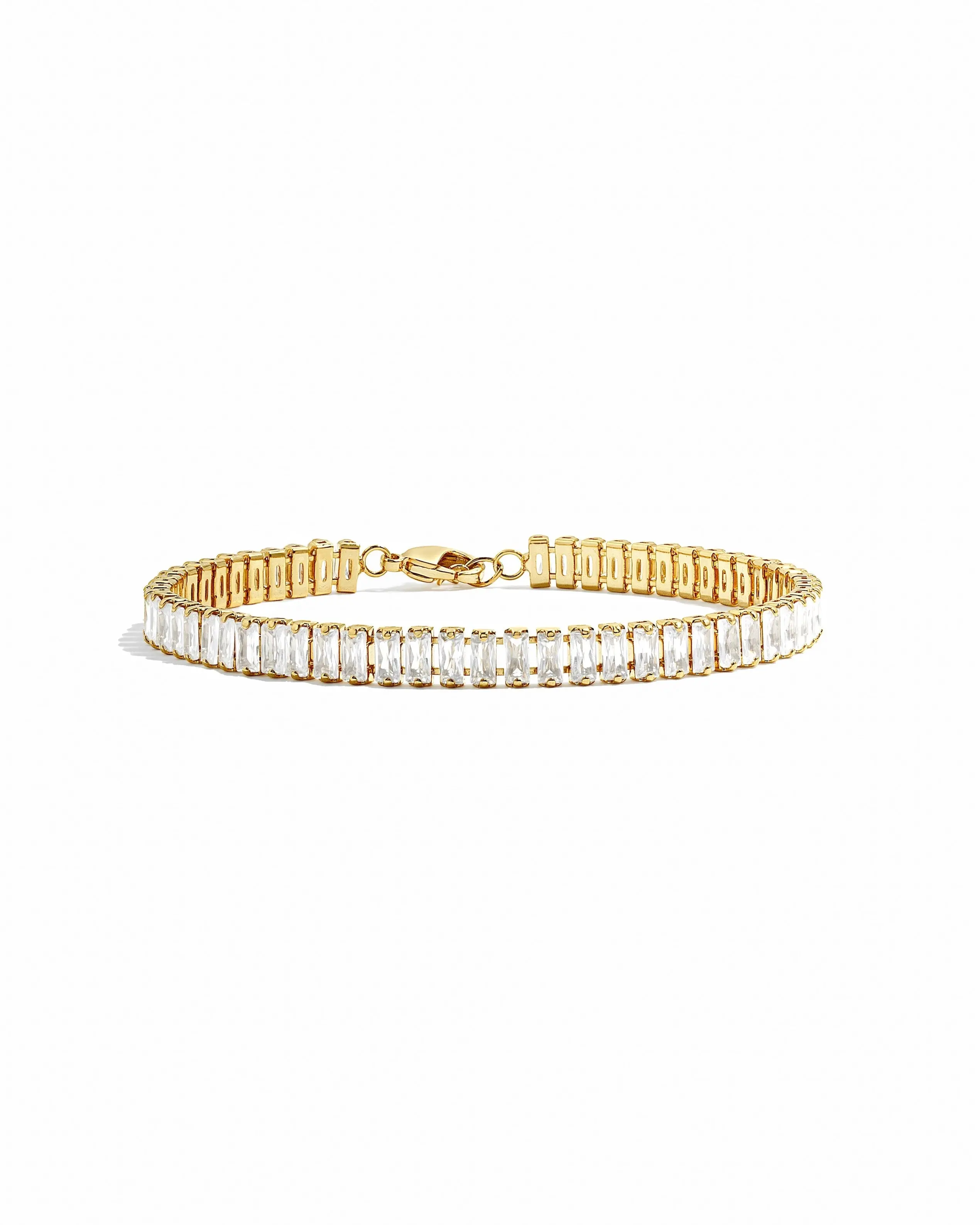 Sami Jewels Baguette Tennis Bracelet for Women, 925 Sterling Silver Plated with 14k Gold, 5.5" - 7" Lengths + .5" Extension Chain, Silver Diamond Tennis Bracelet, CZ Tennis Bracelet, Bracelet Gifts, Cubic Zirconia Classic Tennis Bracelet