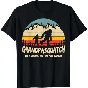 Grandpa Squatch Funny Bigfoot Sasquatch T-Shirt Pure Cotton Graphic Tees Menswear Top: Gifts for Men & Women