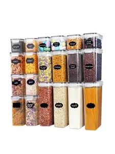 24pcs Airtight storage bins, multi-purpose leak-proof and reusable food storage jars, portable and stackable food airtight bins for cereals, snacks, tea and pasta, labels, markers, household kitchen items,storage containers