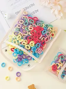 100 Piece Colorful Hair Bands Elastic High Stretch Disposable Girls' Ponytail Holders, Casual Plain Design for All Seasons