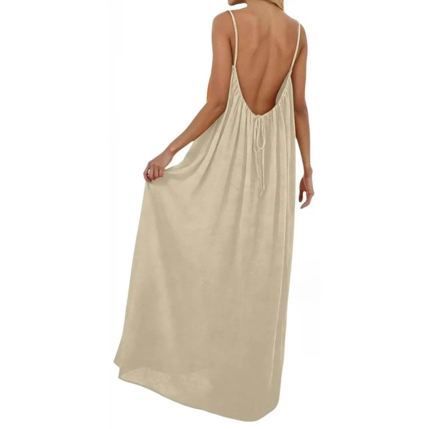 Elegant Summer Bohemian Casual Backless Cami Dress with Adjustable Drape and Back Tie Perfect for Beach Womenswear Lounge House Sundress - TikTok Shop Elegant Summer Bohemian Casual Backless Cami Dress with Adjustable Drape and Back Tie Perfect for Beach Womenswear Lounge House Sundress - TikTok Shop