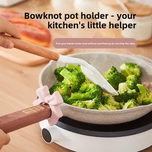 Bow-shaped silicone spatula holder, kitchen anti-spill spoon and utensil rack, movable storage rack