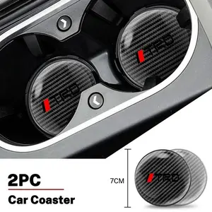 Carbon fiber car cup anti-slip mat Car Accessories For Toyota TRD Logo Corolla Chr Avensis Yaris Camry Racing