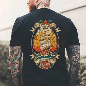 Loose Lips Sink Ships Print Men's T-shirt Cotton T-Shirt Streetwear