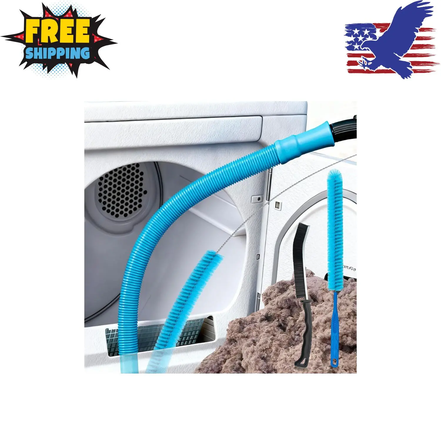 Dryer Vent Cleaner Kit – Flexible Brush & Universal Vacuum Attachment
