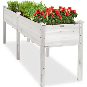 Best Choice Products 72x24x30in Raised Garden Bed, Elevated Wood Planter Box for Patio w/ Divider Panel