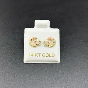 Gold 14k causal earrings Moon/star design