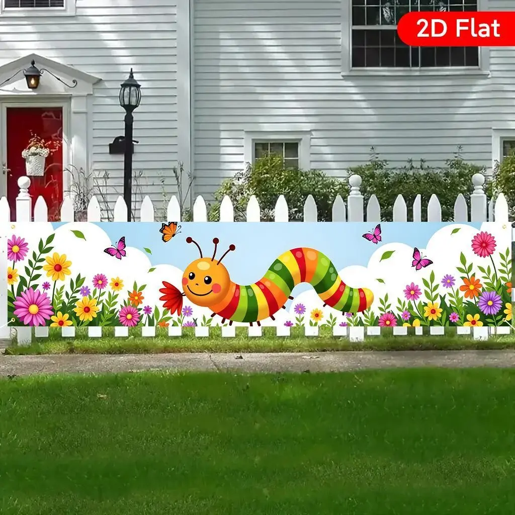 Vibrant Caterpillar Banner, Large Garden Decoration, Birthday Party, Anniversary Celebration, Indoor Outdoor Wedding Decor, 45x200cm
