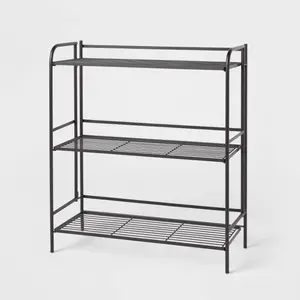 Folding 3 Wide Shelves Black - Brightroom