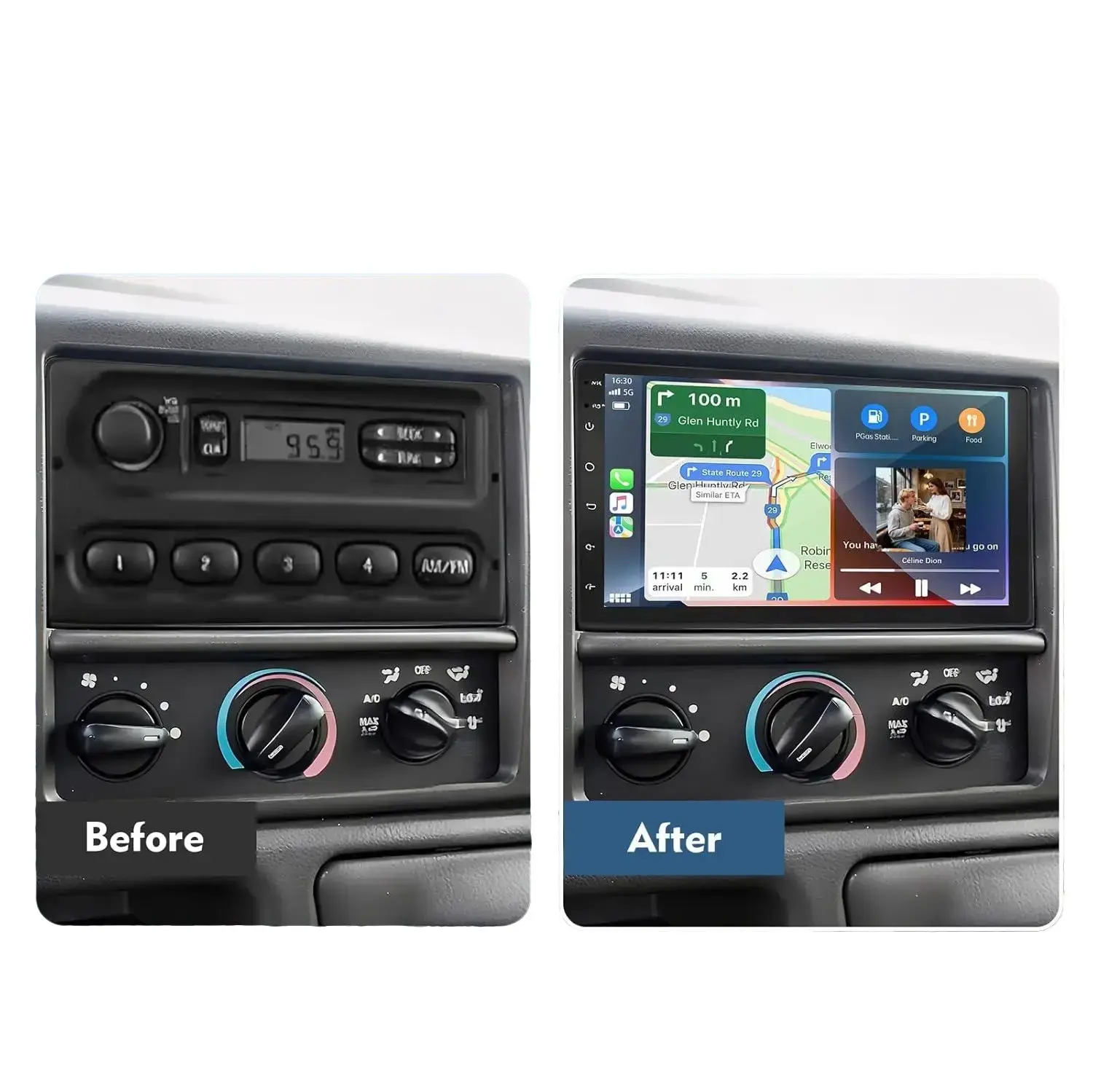 7" Car Stereo for Ford F250/F350 1999-2004  for Ford F150 1997-2004  for 2003-2006 Chevy Silverado, 2G+32G with Wireless CarPlay Android Auto, Android 14 HD Touch Screen Double Din Car Stereo Head Unit Support Bluetooth GPS WiFi FM RDS SWC Camera