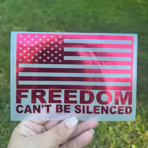 Feeedom American Flag Decal Multiple Colors and Sizes Freedom Can't Be Silenced Patriotic Sticker