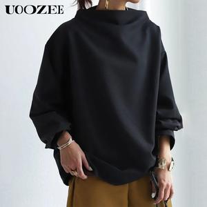 UOOZEE Women’s 2025 Autumn Winter Long-sleeved Plus Size Solid Color High-neck Sweatshirt, Soft & Comfortable hoodies Sweatshirt, Suitable for Daily Leisure, Simple and Versatile, Casual Outfits (Sizing Runs Large- Check Size Guide or Order Smaller) Sprin