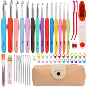 14 Sizes Crochet Hook Set, Large Crochet Hooks Yarn  Kits Knitting  with  Handles for Beginners