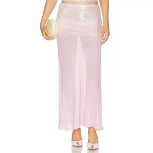 Runaway The Label Adeluna Sheer Bottom Maxi Skirt in Light Pink