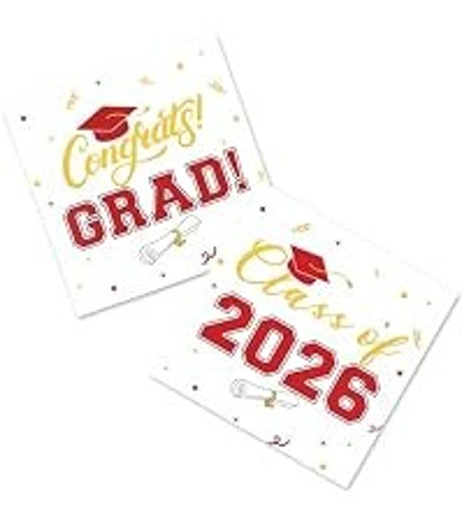 Graduation Cocktail Napkins Class of 2026 80 Pack Congrats Grad Disposable Paper Napkins for College High School Graduation Party Decorations 5x5 Inch Red