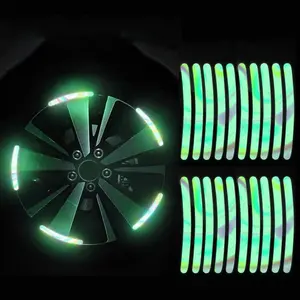 20PC Car Wheel Reflective Decorative Strips that double as Night Safety Warning Stickers. These strips are suitable for cars, motorcycles, and bicycles. With their colorful and diverse design, Green, Multi-Surface
