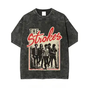 100 Percent Cotton Vintage Band Graphic T-Shirt The Strokes Band Photo Print Summer Casual Wear Retro Fashion Style Street Fashion Retro Fashion Style Perfect Gift For Music Lovers And Rock Fans