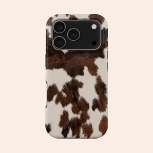 Brown & White Cowhide Phone Case -Western Cow Print iPhone17Pro,max   16 Pro max  .15,14,13,12  Case,Shockproof and anti-drop phone case, smart protective case aesthetic teen case blunt case