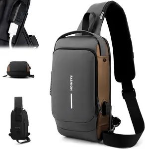 2026 Men's Anti-Theft Crossbody Bag Carbon Fiber Sling Bag with Password Lock Large Capacity Multi-Pocket Detachable Strap Durable for Travel Daily Valentine's Day gift